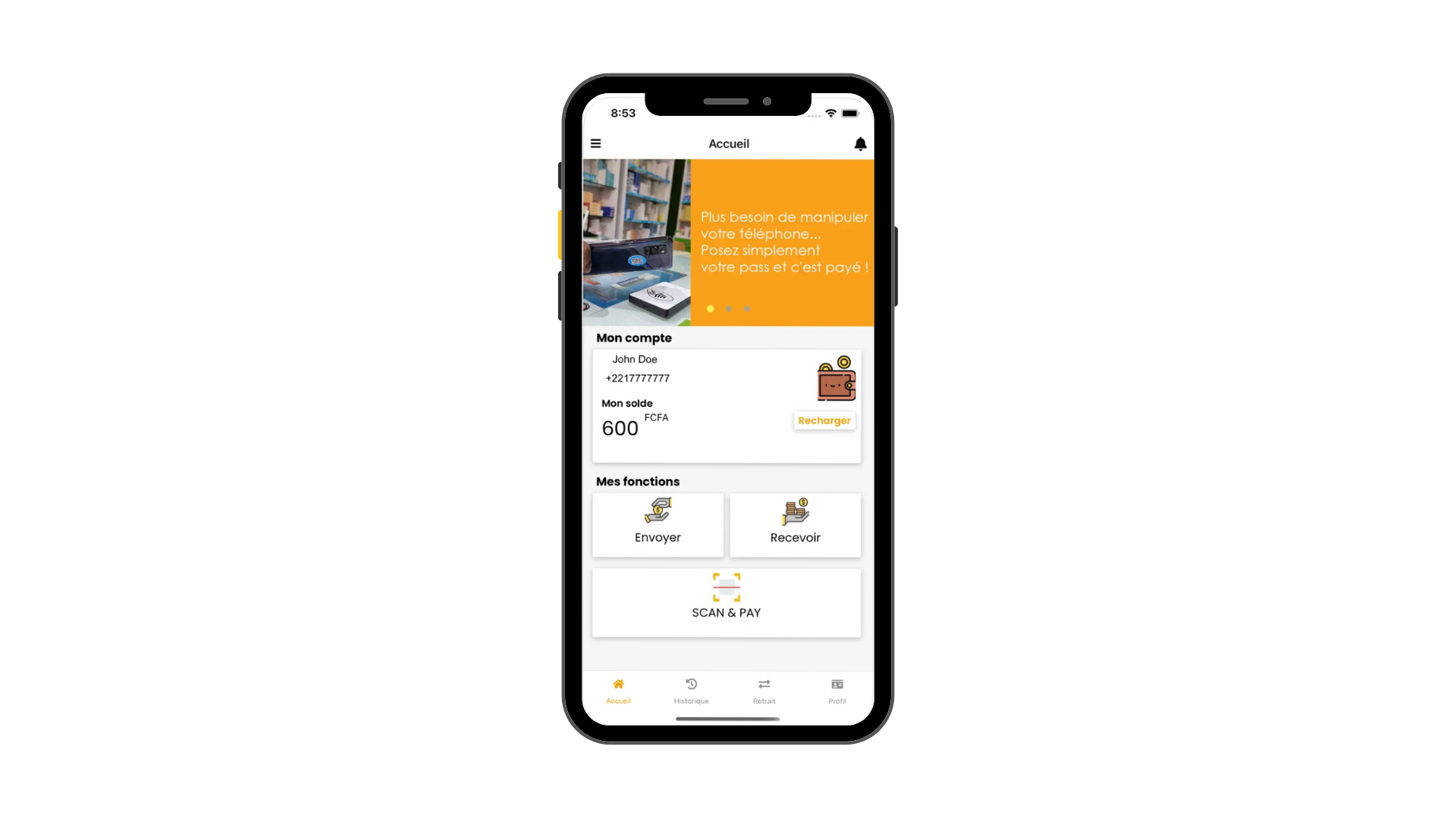 L’application Koripass sur mobile